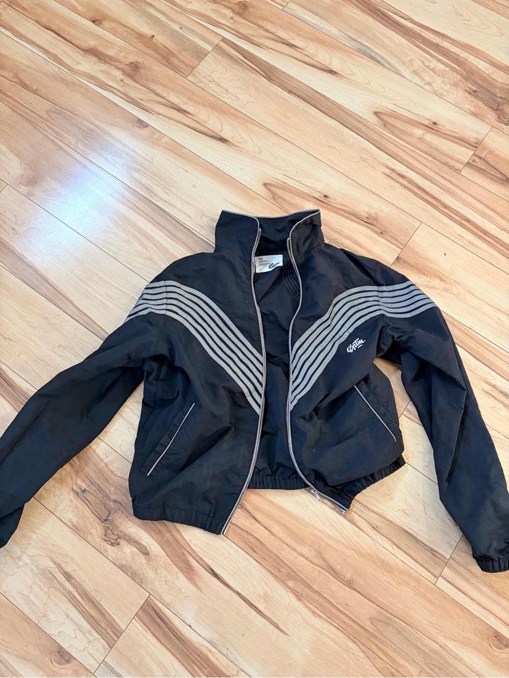 Black Women's Track Jacket with Reflective Stripe